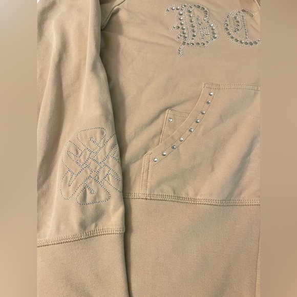 BCBGMaxAzria Tan Zip-Up Rhinestone Track Jacket - Size Medium - Picture 3 of 9